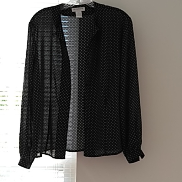 Liz Claiborne Black & Cream Polka Dot Sheer Blouse - Picture 8 of 8